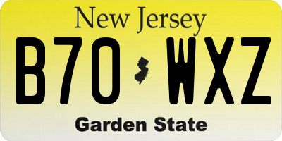 NJ license plate B70WXZ