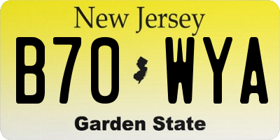 NJ license plate B70WYA