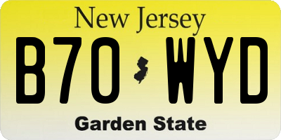NJ license plate B70WYD