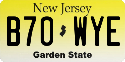NJ license plate B70WYE