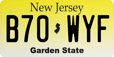 NJ license plate B70WYF