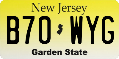 NJ license plate B70WYG