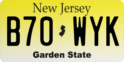 NJ license plate B70WYK