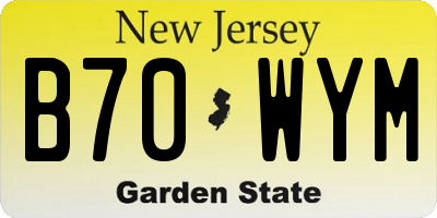 NJ license plate B70WYM