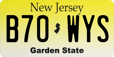 NJ license plate B70WYS