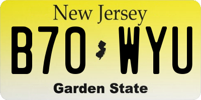 NJ license plate B70WYU