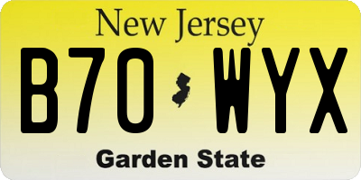 NJ license plate B70WYX