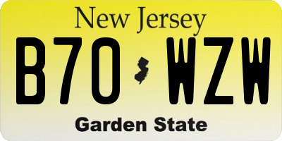NJ license plate B70WZW