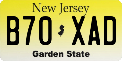 NJ license plate B70XAD