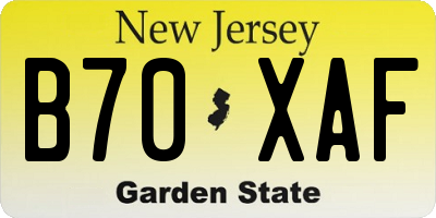 NJ license plate B70XAF