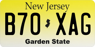 NJ license plate B70XAG