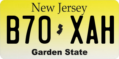NJ license plate B70XAH