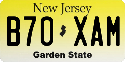 NJ license plate B70XAM