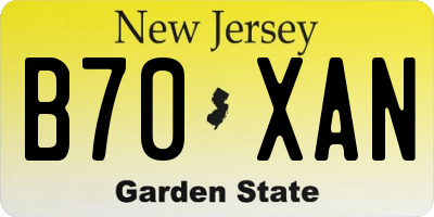 NJ license plate B70XAN