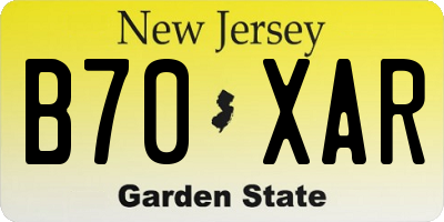 NJ license plate B70XAR