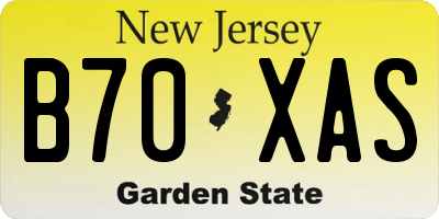 NJ license plate B70XAS