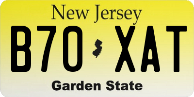 NJ license plate B70XAT
