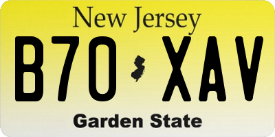 NJ license plate B70XAV