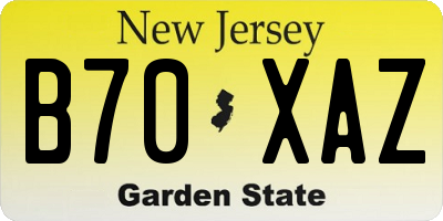 NJ license plate B70XAZ