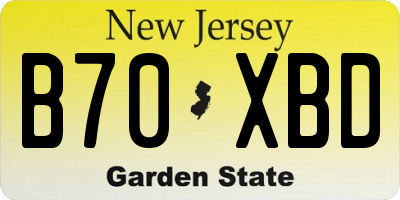 NJ license plate B70XBD