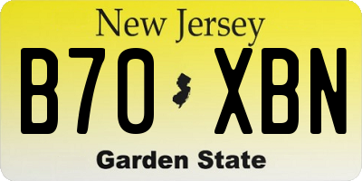 NJ license plate B70XBN