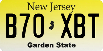 NJ license plate B70XBT