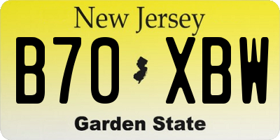 NJ license plate B70XBW