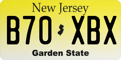 NJ license plate B70XBX