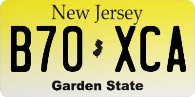 NJ license plate B70XCA