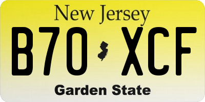 NJ license plate B70XCF