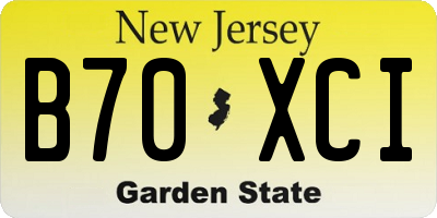NJ license plate B70XCI