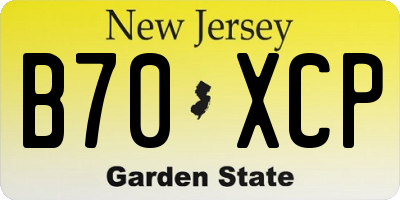 NJ license plate B70XCP