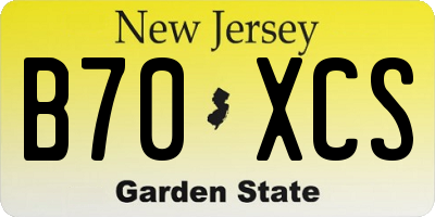 NJ license plate B70XCS