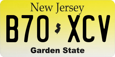 NJ license plate B70XCV