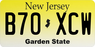 NJ license plate B70XCW