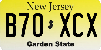 NJ license plate B70XCX