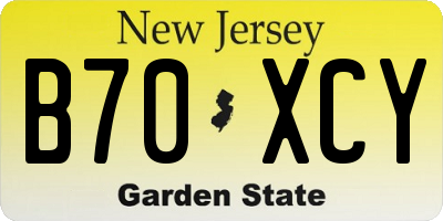 NJ license plate B70XCY