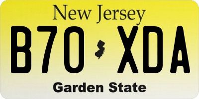 NJ license plate B70XDA