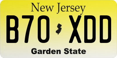 NJ license plate B70XDD