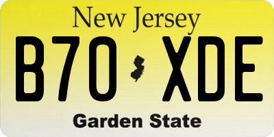 NJ license plate B70XDE