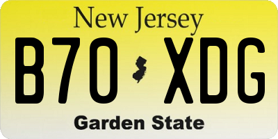 NJ license plate B70XDG