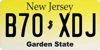 NJ license plate B70XDJ