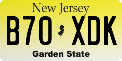 NJ license plate B70XDK