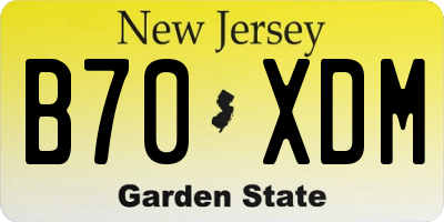 NJ license plate B70XDM