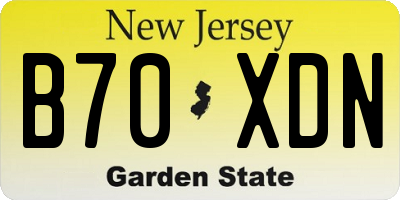 NJ license plate B70XDN