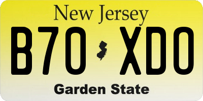 NJ license plate B70XDO