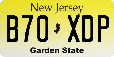 NJ license plate B70XDP