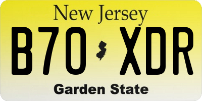 NJ license plate B70XDR