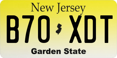 NJ license plate B70XDT