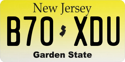 NJ license plate B70XDU
